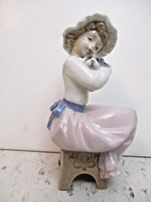 Lladro Nao Daisa 1987 Spain Sitting Girl Hugs Puppy Dog Porcelain Figurine Vtg
