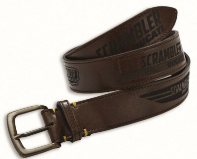 DUCATI SCRAMBLER Logo Leder Gürtel Leather Belt braun NEU !!!