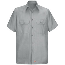 New 5XL Men Short Sleeve Grey Rip Stop Work Shirt Pocket SY60GY Red Kap