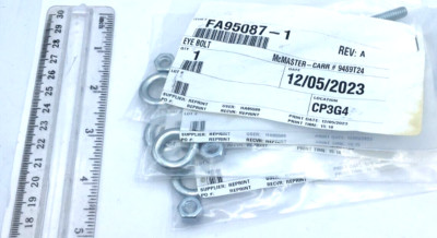 Cleveland Lot of 4 McMaster-Carr Eye Bolt 9489T24, FA95087-1 New