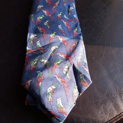 Krawatte Alain Figaret Paris en seide silk tie Papageien
