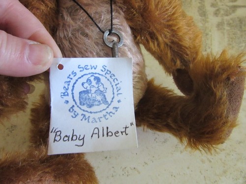 Signed "M. Boyd" Mohair, jointed teddy bear. "Baby Albert" by Martha - Picture 3 of 8