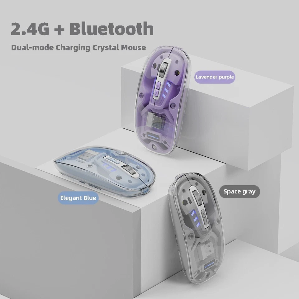 Wireless 2.4G Bluetooth Gaming Mouse Dual Mode BT/USB Esport Clear Mouse - Image 2 of 4