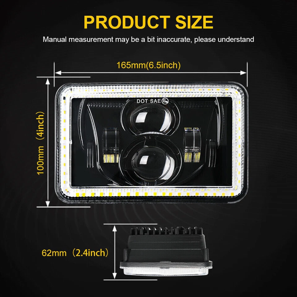 4 faros LED 4x6" haz alto/bajo H4 aptos para Chevrolet Camaro Iroc-Z Z28 1982-1992 Foto 3 de 4