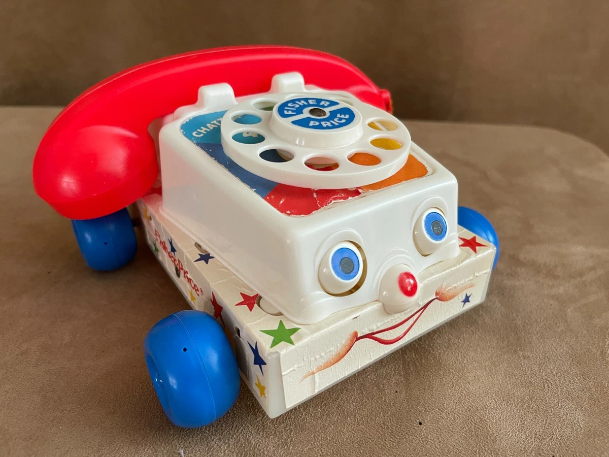 Fisher Price Toys Classic Chatter Phone 1970's Vintage Wooden pull toy