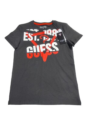 GUESS T Shirt Boys Casual Tee Magnetic Print Logo Size 10 Organic Cotton S/S NWT