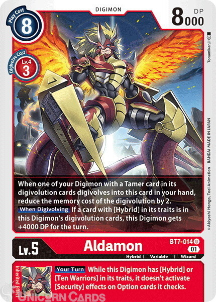 BT7-014 Aldamon Uncommon Mint Digimon Card