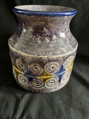 Seltene GREY,YELLOW, BLUE Bitossi Vase Keramik von Aldo Londi, All-Over