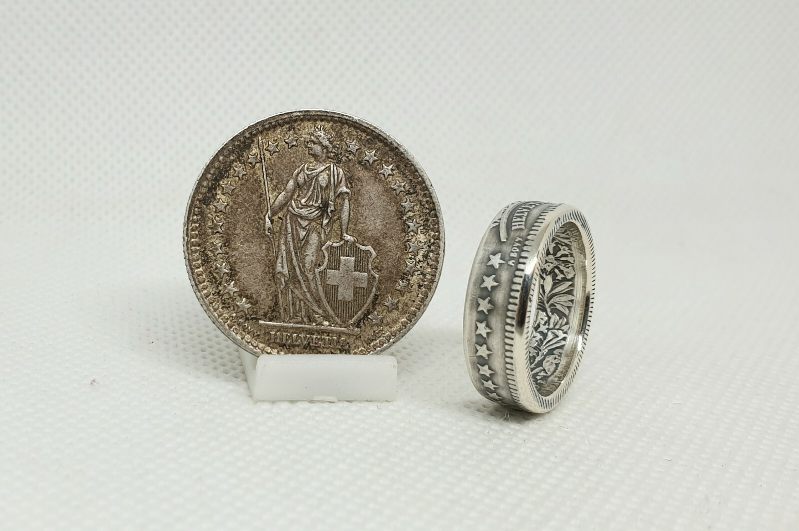Bague pièce 2 Francs Suisse argent pour un style bohème - 2