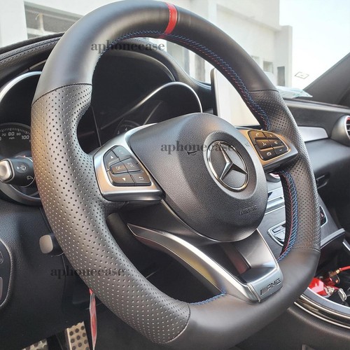Hand-Sewing Steering Wheel Wrap Cover Leather Interior Wrap For Benz W205 - Picture 4 of 13