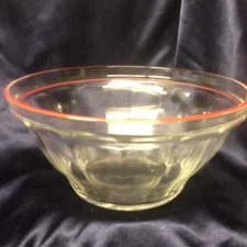 SAINT GOBAIN LES VERRERIES DE SAINT-GOBAIN PICARDIE GLASS PUNCH BOWL 11 RED TRIM