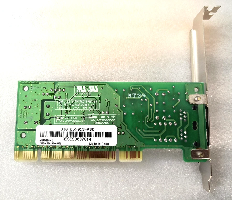 VINTAGE AZTECH PCTEL PCT789T-A MSP5900-U PCI 56K DATA FAX MODEM RM4-BIN55 - Image 3 of 4