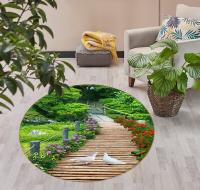 3D Path Flower Dove ZHUA2424 Game Non Slip Rug Mat Photo Carpet Amy