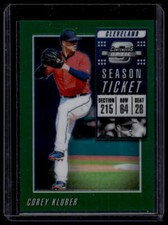 2019 Panini #21 Corey Kluber Contenders Optic Season Ticket Green #/50