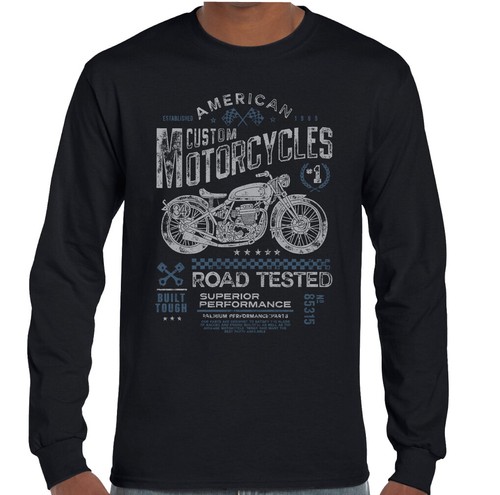 BIKER Long Sleeve T-SHIRT Motorbike Motorcycle Cafe Racer Chopper Bike Skull Top - Picture 5 of 32