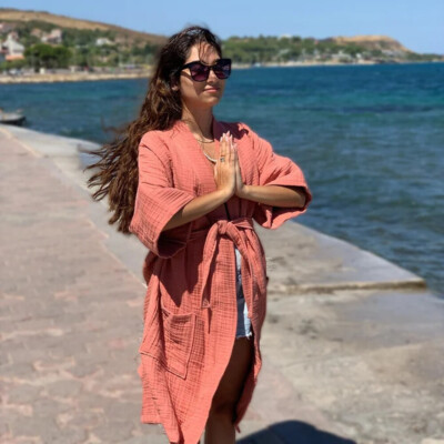Simpuna Peach Muslin Cotton Robe with Belt