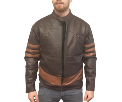 Wolverine Faux Leather Jacket – X-Men Movie Logan Costume, Hugh Jackman Origins Style, Brown, MPS-10161-P