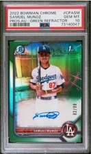 2022 Bowman Chrome Samuel Munoz 1st Auto Green Refractor /99 SP PSA 10 #CPA-SM
