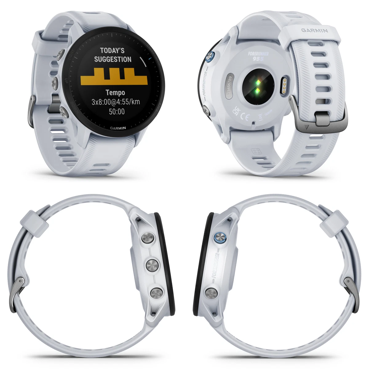  Garmin Forerunner® 955, GPS Running Smartwatch, Tailored to  Triathletes, Long-Lasting Battery, Whitestone : Electronics