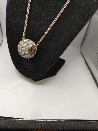 VTG Necklace Rhinestone ball Slide Rope Chain Spring Ring Clasps - Picture 3 of 5