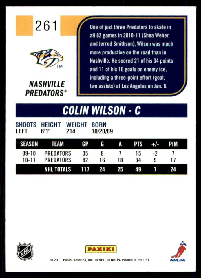 2011-12 Score Colin Wilson #261 - Image 2 of 2