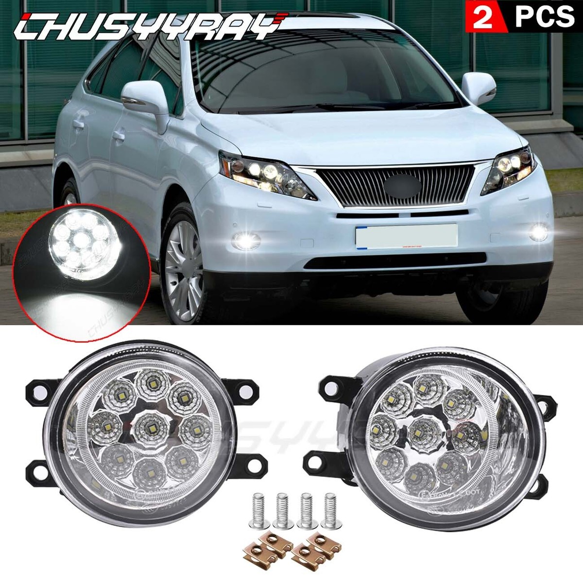 For Lexus RX350/RX450h 2010-2014 LED Front Bumper Fog Lights Lamp