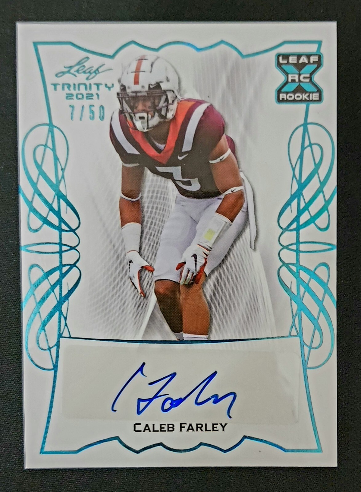 2021 Leaf Trinity Platinum Spectrum /50 Caleb Farley #BA-CF1 Rookie Auto