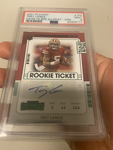 Trey Lance [Autograph Green] #103 2021 Panini Playoff card