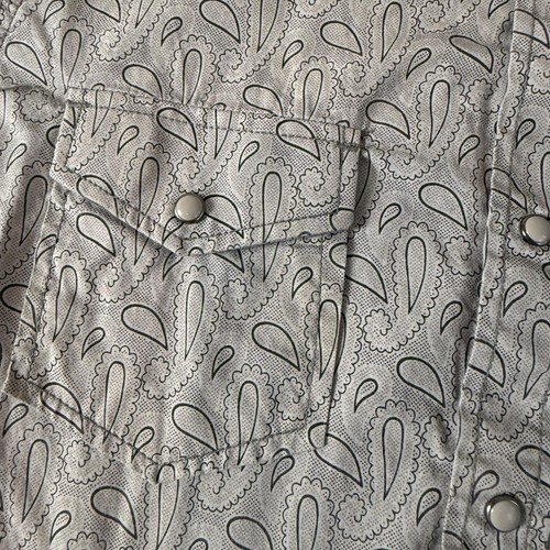 TM Exposure Mens Western Cowboy Shirt Gray Paisley Long Sleeve Pearl Snap M - Picture 10 of 10
