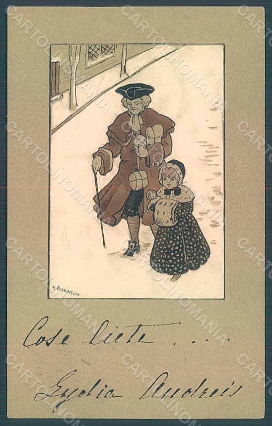 Artista Firmato Parkinson Bambina Bambino Art Nouveau Natale MM Vienne 165 pz HR2047