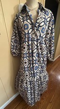 MAEVE by ANTHROPOLOGIE NWOT Midi Blue Floral Dress Made in Turkey Extra Small