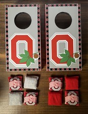 Handmade Ohio State Buckeyes NFL Table Top Mini Cornhole Boards With Bean Bags