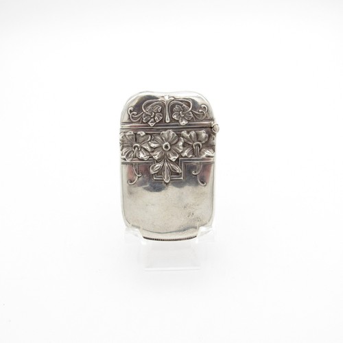 Antique  Monogrammed with Raised Flowers Sterling Match Safe, Matchsafe, Vesta