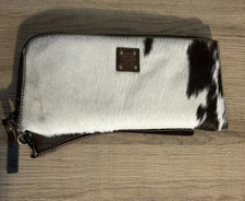 sTs Elegant Distressed Cowhide Clutch with Inspirational Quote & Card Organizer