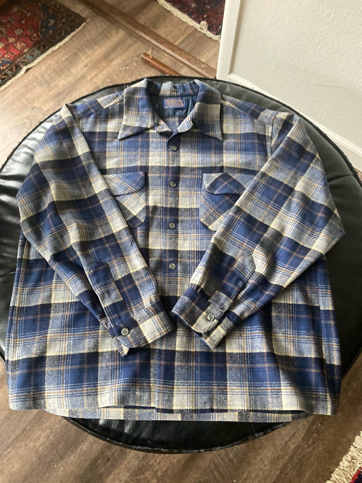 Vtg Pendleton USA Wool Shadow plaid Loop Collar F… - image 10