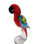 Murano Art Glass Parrot Figurine Red Blue Yellow Sommerso Bird Sculpture Italy
