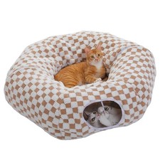 Cat Tunnel with Cat Bed for Indoor Cats, Cat Play Donut Tunnel with Washable ...