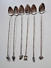 Set of 6 Iced Tea/Cocktail Spoons Japanese Figural Finials Sterling Silver 950