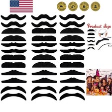 48 Pack Fake Mustache,Self Adhesive Mustaches,Novelty Fake Mustaches Facial H...