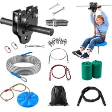 VEVOR Zipline Kit, 60 ft, 6 mm Steel Cable, Backyard Zipline, Up to 330 lb
