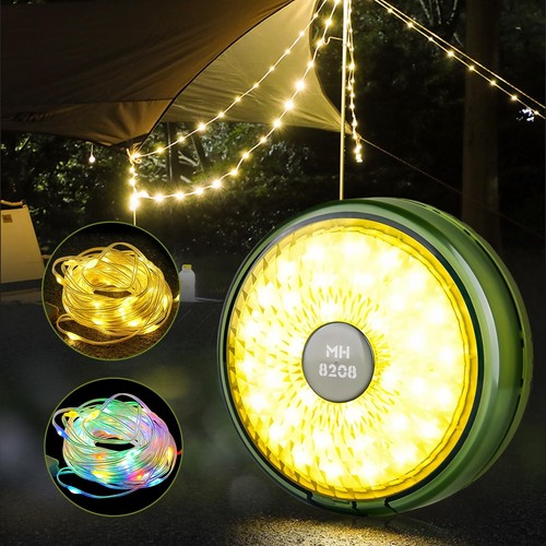 2 in 1 RGB & Warm String Lights - 8 Modes Rechargeable Portable Camping Lante...