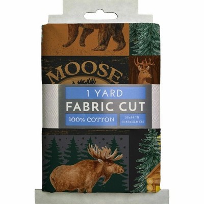 Moose Lake Lodge Precut Sewing Fabric 1-yard Cotton Cabin Animals Craft Gift NEW