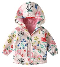 Boys Girls Fleece Lined Windbreaker Jacket Fashion Prints Hoodie for Fall Win...
