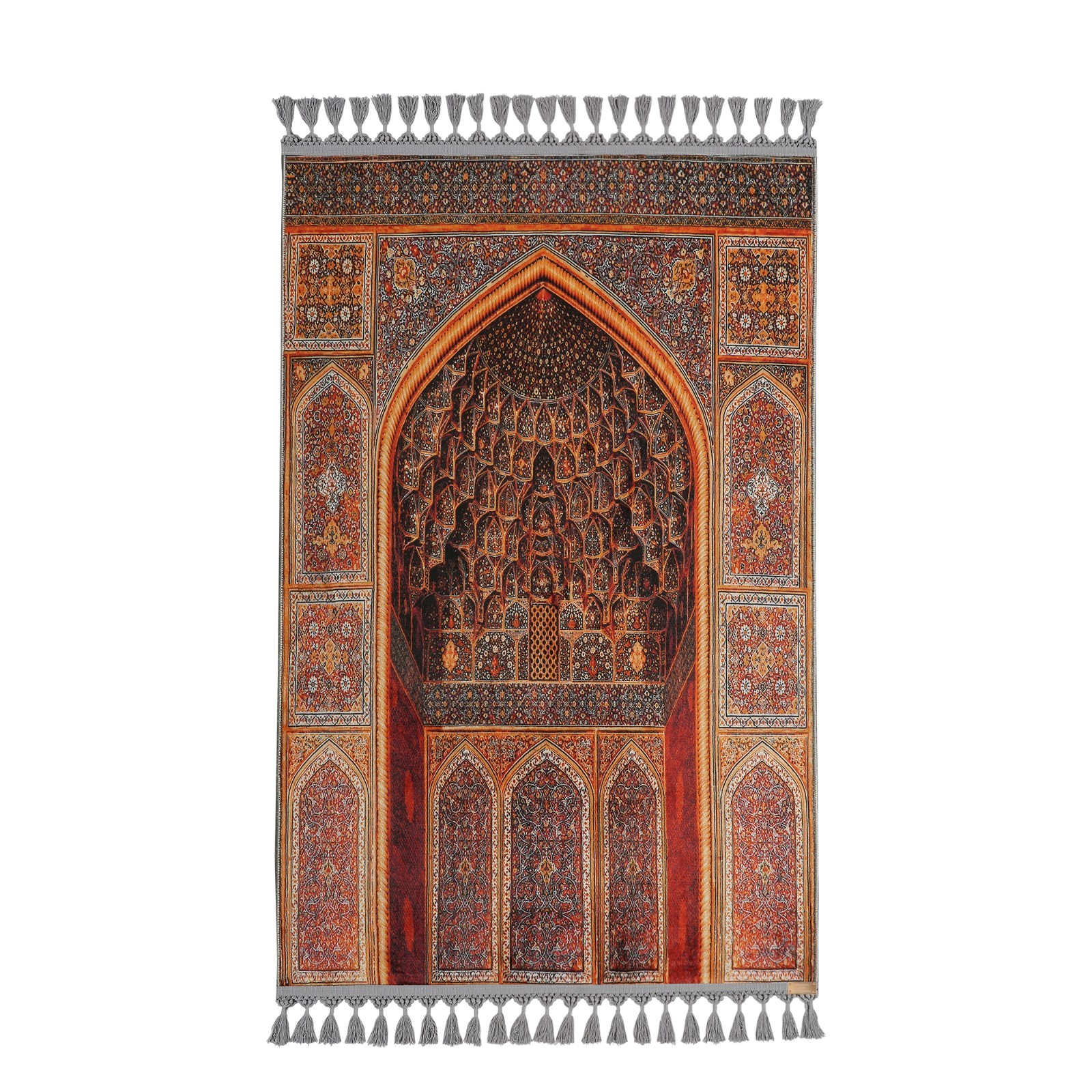 Prayer mat orange mihrab silky soft prayer rug islamic ramadan gift