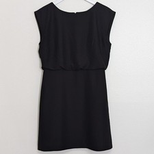 Banana Republic Dress 4 Black Petite Shift Drape Back Basic Minimalist