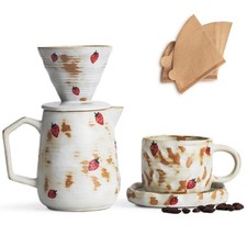 Roperu Handcrafted Pour Over Coffee Maker Set Coffee Cup Strawberry Pattern 20