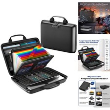 Fireproof Document Box with Lock 13 Pockets Waterproof Hard Case File Organizer
