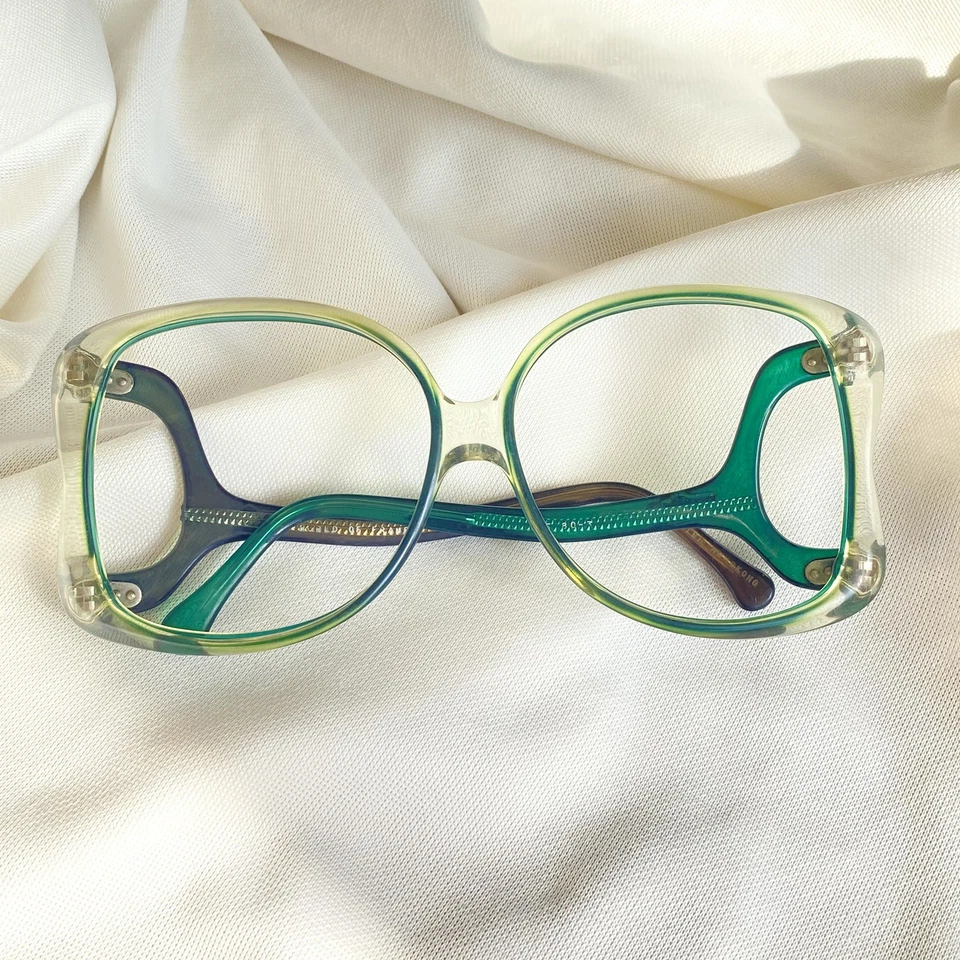 Anteojos con monturas X-grandes verdes de gran tamaño XL de colección Foto 2 de 4