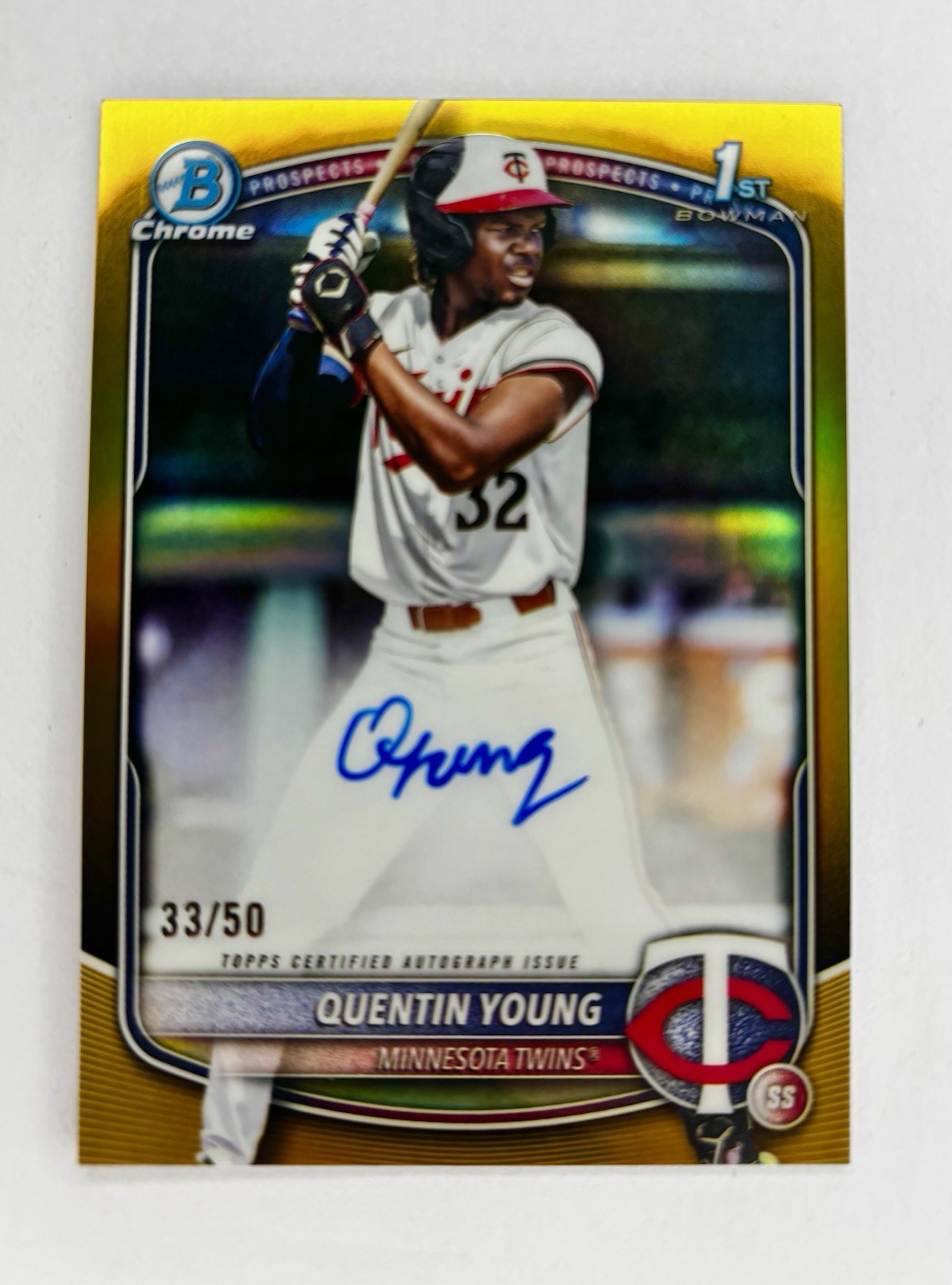 Quentin Young - 2025 Bowman Draft Chrome 1st True Gold Refractor Auto /50