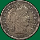 1914-D Barber Dime Silver Choice Extremely Fine XF+ Coin #32703